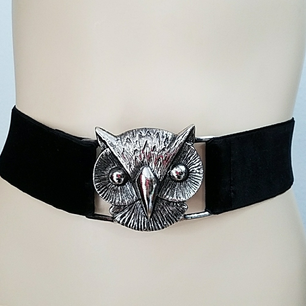Vintage Owl Face Velveteen Belt